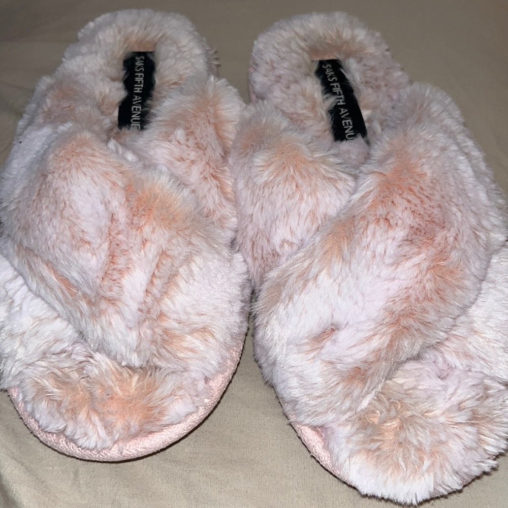 Furry pink slippers - lightly worn
